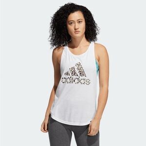 Adidas Size XS Badge Of Sport Leopard Tank Top - White